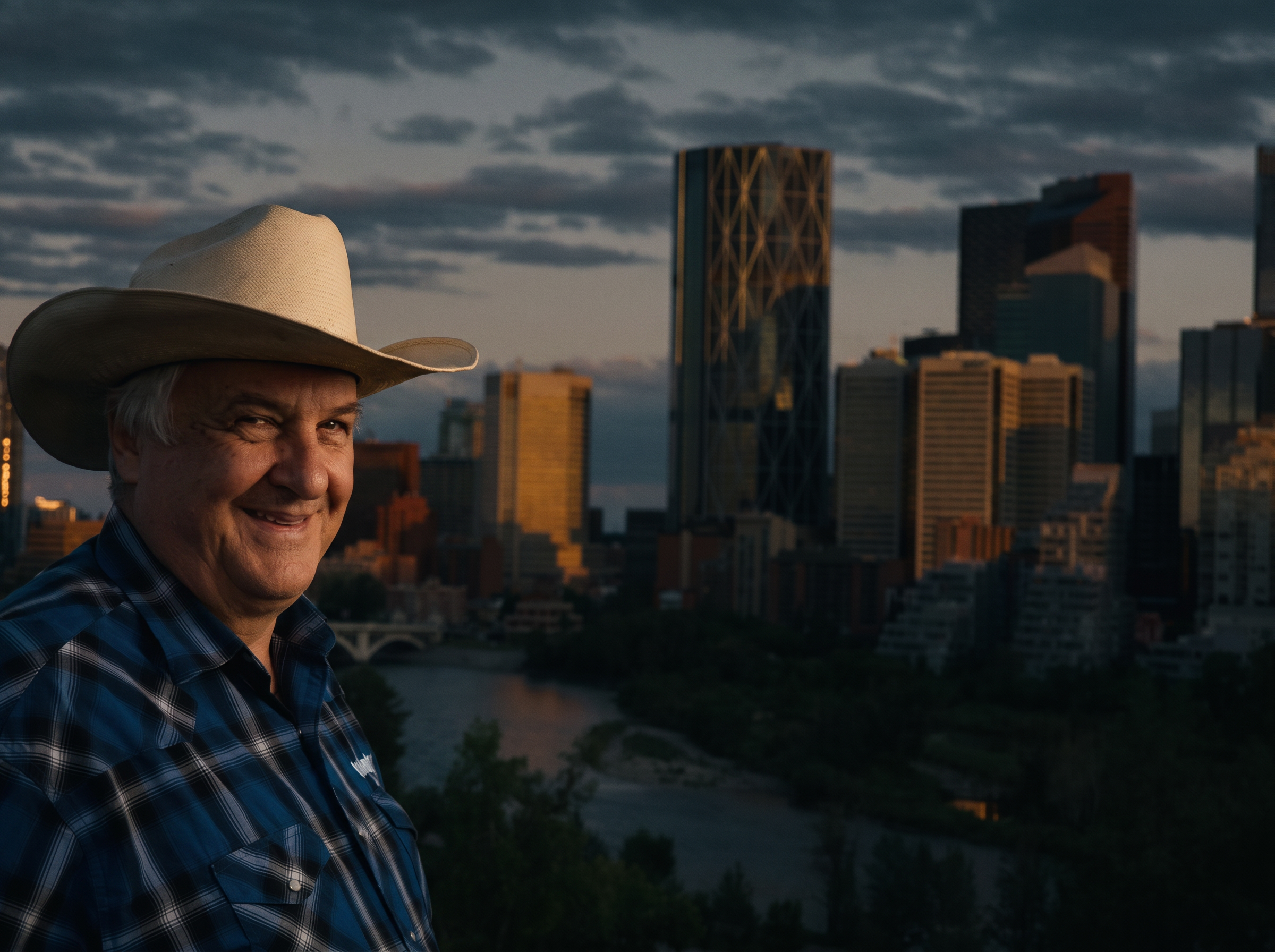 Portrait of The Carpathian Cowboy at sunset